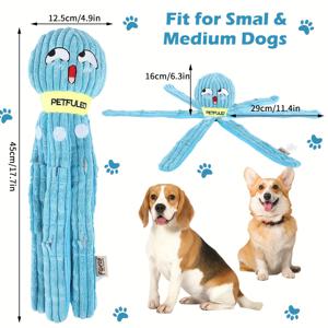 PET FULED 슬로우 피더 강아지 퍼즐 장난감 - 스퀴커 & 간식 디스펜서 포함, 인터랙티브 문어 플러시 강아지용, 슬로우 이팅 씹기 게임, 모든 견종을 위한 내구성 있는 촉수 간식 디스펜서
