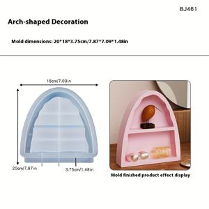 레진 실리콘 몰드 DIY 에폭시 레진 디스플레이 스탠드 몰드, 석고 아치 투섹션 수납 트레이 몰드, 인형 장식 수납장 실리콘 몰드, 홈 정리 디스플레이 선반 몰드
