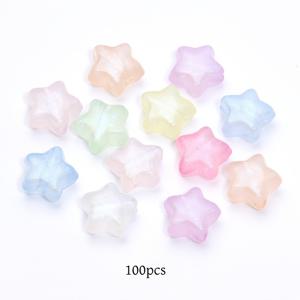 100개 10mm 젤리 컬러 스타 미세 글리터 아크릴 비즈, 핸드메이드 액세서리 및 패션 데코, 내구성 강한 주얼리 제작, 팔찌 만들기, 공예용
