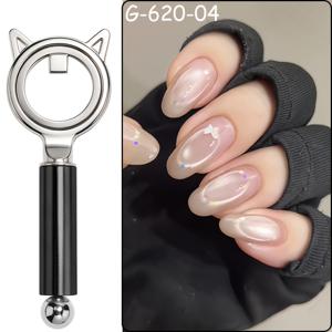 강력한 자석 스틱 & 흡착 링이 있는 고양이 모양 자석 네일 도구 - 프렌치 팁 디자인, 유리 구슬, 네일 아트 장식, 초보자를 위한 유리/네일 흡착에 적합한 다기능 자석 - 살롱