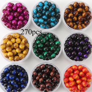 8mm/270개 랜덤 혼합 색상 멀티 컬러 유리 비즈 원형 비즈 라피스 라즐리 루스 비즈 스타일, 핸드메이드 팔찌 목걸이 주얼리 추가 비즈 스트링 재료