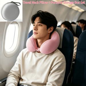 U자형 여행용 베개, 커플용 목 베개, 분리형 및 세탁기 사용 가능, 휴대 및 보관이 간편, 자동차, 사무실, 집에서 낮잠용, 다양한 색상 선택 가능, 보관 케이스 포함/미포함