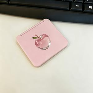 1개 투명 유리 사과 콤팩트 거울 - 양면 플립 접이식 휴대용 메이크업 거울, 사각 아름다운 꽃무늬 디자인, 가벼운 여행용 거울, 여성 및 여학생에게 적합, 지갑 또는 포켓에 완벽, 데일리 사용, 그녀를 위한 이상적인 선물