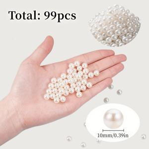 99개 오프화이트 10mm/0.39인치 고광택 모조 진주 센터피스 장식용, 적합한 용도: 꽃병 장식, 결혼식, 웨딩 용품, 웨딩 장식, 웨딩 테이블 센터피스, 야외, 봄 장식, 발코니, 집, 파티오