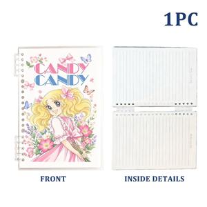 빈티지 여아 애니메이션 CANDY CANDY 삽화 스파이럴 노트북, A5 사이즈 줄자, 기발한 꽃무늬 캐릭터 프린트 소형 저널, 다이어리, 메모 및 소원 목록 쓰기에 적합한 예쁜 장식 사무실 & 데일리 노트