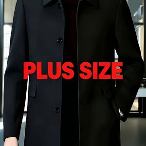 플러스 사이즈 남성 자켓 - 아메리칸 스타일 신상품, 남성 캐주얼 클래식 다용도 단색 자켓, 양쪽 포켓 포함, 심플한 디자인, 멋진 아빠 스타일, 주름 방지 및 다림질 불필요, 싱글 브레스티드 라이트 럭셔리 트렌치, 플러스 사이즈