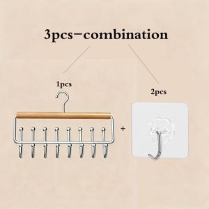 2026년 스타일 3피스 세트 조합, 벽걸이형 메탈 후크 수납 상자 (후크 8개 포함) - 모자, 수건, 서스펜더 등에 적합 - 모던한 침실 및 욕실 수납 솔루션, 욕실 수납 상자 및 수납 1개 코트 후크 + 2개 후크, 옷걸이