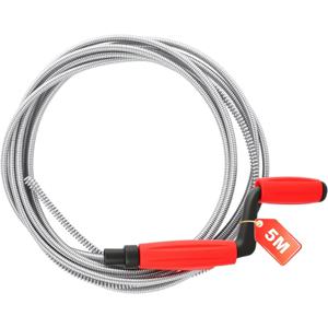 [5미터 X 6mm] 다용도 파이프 클리너, 수동 크랭크형 청소 스프링, 변기/싱크대 막힘 해소, 강력한 막힘 해소