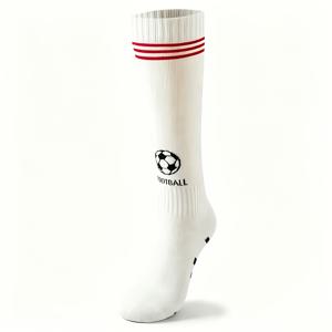 아동용 긴 축구 양말 1켤레, 통기성, 흡습성, 미끄럼 방지, 사계절용. 학교 체육, 축구 경기, 실전 훈련에 이상적. 다양한 색상 제공, 남녀공용, 가을 겨울 의류