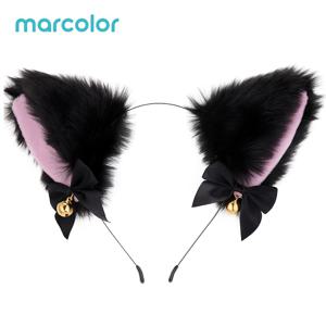 Marcolor 플러시 고양이 귀 코스프레 헤어밴드, 귀여운 동물 귀 머리 장식, 할로윈 코스튬 헤어밴드, 여자친구를 위한 크리스마스 할로윈 휴일 선물