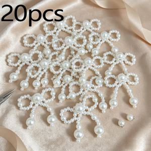 수제 손으로 짠 진주 리본 20개, 하트 모양 DIY 공예품, 장식용 액세서리, 의류 장식품, 파티 장식용 미술 용품, 전원 불필요, 배터리 미포함, 아버지의 날, 어머니의 날, 발렌타인데이, 크리스마스, 할로윈에 이상적