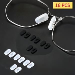 부드러운 실리콘 안경 코받침 16개 세트, 교체용 안경 코받침, 미끄럼 방지 및 압력 방지 안경 코랑이 패드, 금속 프레임 보정안경 및 패션안경용, 편안함 향상