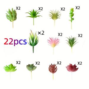 22개, 인조 다육 식물 분재, 사무실 책상 장식품, 친구 선물, 플러시 미니 인조 다육 식물 추가, 그린 월 홈 데코 장식품