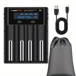 POWERKAN 18650 배터리 충전기, LCD 화면으로 전원 표시, 조절식 2A 18650 충전기, 26650 21700 18350 17500 14500 18650, NiMH NiCd AAA AA용