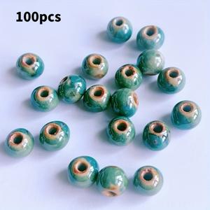 100개 6/8/10mm 빈티지 세라믹 대형 구멍 비즈 오리엔탈 미스터리 DIY 쥬얼리 프로젝트용 공예 재료