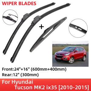 3개 전/후방 와이퍼 세트, HYUNDAI 투썸 MK2 Ix35 2010-2015 모델 호환, 2010, 2011, 2012, 2013, 2014, 2015, 무뼈 와이퍼 세트