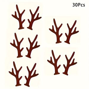 크리스마스 순록 뿔 DIY 공예 용품 30개, 눈사람 수공예용 크리스마스 순록 S자형 장식, DIY 공예용 벨벳 펠트 순록 뿔, 헤어 클립용, 축제 장식 액세서리, 크리스마스용으로 최적