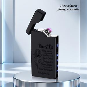 사랑하는 사람을 위한 로터스 메시지용 풍차단 듀얼 아크 라이터 1개 | USB-C 충전 | 전원 표시 | 아연 합금 본체 | 야외/여행/양초/파티용, 아버지의 날, 발렌타인데이, 아빠, 남편, 남자친구, 야외 활동 애호가를 위한 생일 선물로 완벽