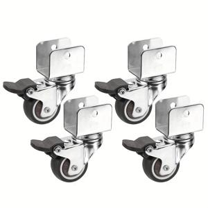 4개입, 1.5인치 가구 캐스터, 헤비 듀티 핸드 트럭 휠, U자형 브래킷-U18mm 포함, 가구, 테이블, 핸드 트럭, 작업대, 차고, 아기 침대용 헤비 듀티 회전 캐스터 고무 휠