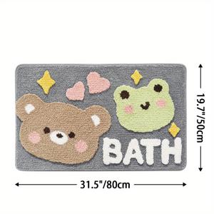 욕실 러그 매트 1개, 매우 부드럽고 흡수성이 뛰어난 욕실 매트, 미끄럼 방지 편안하고 귀여운 곰 욕실 매트, 욕실 바닥, 세면대, 욕조, 샤워실용, 크리스마스 장식 크리스마스 선물