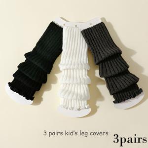 가을/겨울용 솔리드 컬러 레이스 장바지 양말 3켤레 세트