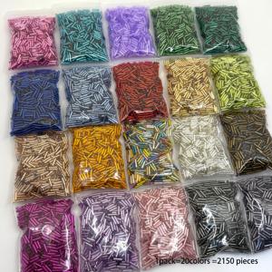 2150 2X6mm 컬러 롱 튜브 유리 시드 비즈, 주얼리 제작에 적합 - 밝은 빨간색, 파란색, 초록색, 노란색, 분홍색 등. 20가지 색상의 장식 비즈 – 귀걸이, 목걸이, 팔찌, 공예 프로젝트 및 소규모 상업 용품에 이상적