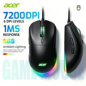 Ar 유선 게이밍 마우스, 인체공학적 디자인, 6단계 DPI 조절, USB-A , 7가지 RGB 조명 모드, FPS 게임용, 데스크탑 PC 및 노트북과 호환
