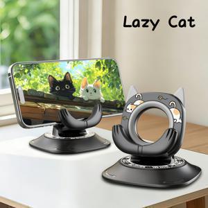 LRBH 360도 회전 대시보드 차량용 휴대폰 홀더, 귀여운 고양이 클립 테마 휴대폰 거치대, 자가 흡착 나노 흡입 베이스, 두꺼운 미끄럼 방지 패드, 흔들림 방지 미끄럼 방지 한 손 조작 범용 휴대폰 스탠드, 아이폰 듀오용 90° 자유 각도 조절 휴대폰 스탠드, 아이폰 프로 맥스용
