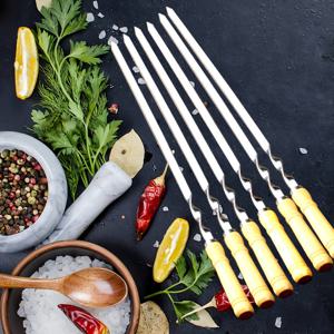 대형 19.6인치 스테인리스 스틸 바비큐 꼬치 6개 세트, BBQ 야외 그릴용 고기 꼬치, 가정용 주방, 호텔, 야외 바비큐, 파티에 적합