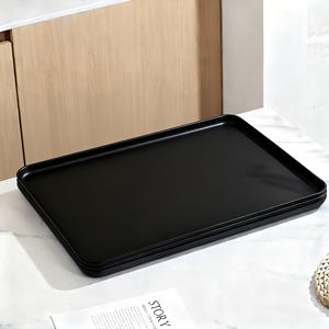 3개, 50Cm X 35Cm, 대형 플라스틱 검정색 직사각형 커트러리 트레이 - 디저트/빵/과일/음식 디스플레이용 식품 준비 및 조리 도구 보드, 커피 매트, 설거지 매트, 애완 동물 급여 매트, 휴일 장식 예술에 적합