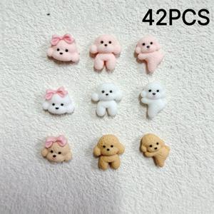 22개/42개 미니 테디 강아지 네일 참 - 매니큐어, DIY 공예, 네일 아트, 신발 및 참용으로 적합한 사랑스러운 수지 강아지 네일 장식, 교사, 반려동물 애호가를 위한 크리스마스 선물