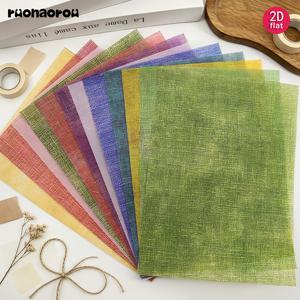Ruonaorou 12개/세트 반투명 단색 린넨 질감 황산화 종이 junkjournal 레트로 단색 원단 질감 재질 황산화 종이 수공예 황산화 종이 장식 junkjournal 다이어리 재질 종이 봉투 인사말 카드 황산