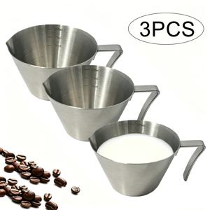 고품질 304 스테인리스 스틸 커피 추출컵 3개 세트, 100ml 미니 계량컵, 눈금이 있는 금속 콘형 배출구 디자인의 이탈리안 에스프레소컵, 가정용 커피 아트 카페에 적합한 커피 수집컵, 바리스타를 위한 훌륭한 선물