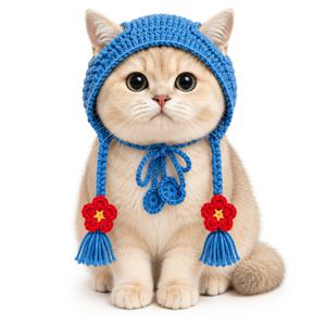 1개 애완동물 꽃무늬 디자인 브레이드 반다나 모자, 소형견 및 고양이에게 적합, 조절 가능, 할로윈, 파티, 사진 촬영용, 귀여운 애완동물 장식