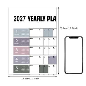 2027년 벽걸이 달력 - 연간 전체 보기 달력, 29.2 x 20.7인치, 가정, 학교, 사무실용, 스티커 4장과 원형 접착 도트 10개가 포함된 2027년 벽걸이 플래너
