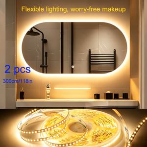 2개/3미터 LED 메이크업 거울 조명 세트, 메이크업 조명, 메이크업 거울 조명, 조명이 있는 메이크업에 적합, 스위치 포함, USB 케이블 장착, 할리우드 스타일 메이크업 거울 조명에 적합, 드레스 룸, 변장실, 욕실용