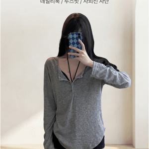 썬웨이드 롱기장 티셔츠 (헤더그레이) 에어컨 겸용 데일리 꾸안꾸 필수템