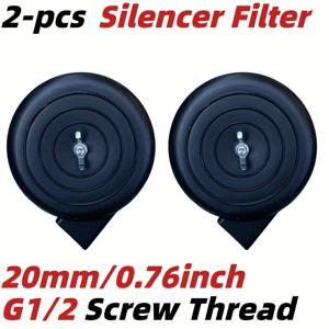 2개, 20mm 1/2PT 공기압축기 소음 감소 머플러 & 흡입 필터 - 조용한 작동, 내구성 있는 교체 부품, 블로워, 압축기, 보일러 및 배기 포트용 소음 감소 액세서리