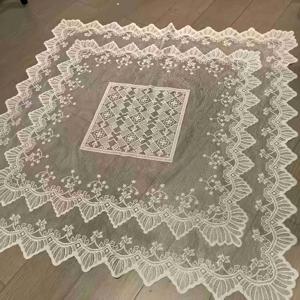 1개 꽃 90×90Cm 사각 레이스 테이블보 레트로 속이 빈 레이스 커피 테이블 커버 천 식탁 매트 다용도 수건