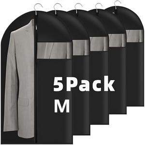 5개 세트 먼지 방지 의류 가방, 옷장 공간 절약형 의류 정리함, 의류 보호 가방, 웨딩 정장 보관 필수품, 지퍼형 옷걸이 의류 보호 커버, 여행용 옷장 정리함, 여행 가방, 여행용 가방