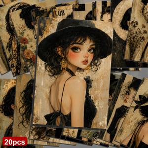 20개입 빈티지 여성 초상화 엽서 - 10X14.5Cm 레트로 핀업 일러스트, 클래식 핀업 일러스트, 정크 저널 용지, 스크랩북 및 공예, 수집용 장식 카드