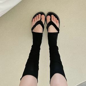 1켤레 커프스 토 포스트 미드-카프 부츠 삭스 여성 여름용 얇고 통기성 좋은 패션 카프 삭스 레그 슬리브 포함 그레이 토 포스트 하프 솔 토 포스트 삭스 단색 쉬움
