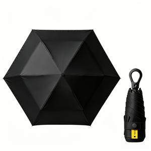 링 핸들형 6살대 미니 캡슐 우산, UPF50+, 소형 접이식 자외선 차단 파라솔, 튼튼한 6살대 프레임, 분실 방지 고리 디자인, 초경량 포켓 사이즈, 핸드백, 백팩, 여행가방에 적합, 휴대용, 여행, 통근 및 기타 상황을 위한 남녀공용