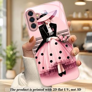 휴대폰 케이스 - 2D 플랫 강화 유리 폰 케이스 (삼성 갤럭시 A04 A04S A05 A05S A06 A07 A13 A14 A15 A16 A17 A22 A23 A24 A25 A26 A32 A33 A34 A35 A37 A52 A53 A54 A55 5G A56 A57 S21 S22 S23 S24 FE S25 Edge S26 핑크 패션 패턴)
