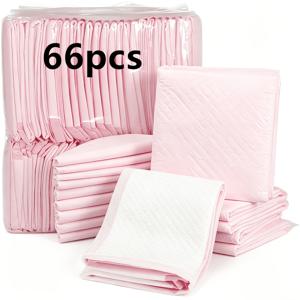 핑크색 일회용 강아지 배변 훈련 패드 66개, 강아지, 고양이, 토끼, 햄스터용, 높은 흡수성, 강아지 배변 훈련 패드, 반려동물 배변 훈련 패드, 누수 방지 설계, 위생적인 반려동물 관리, 내구성 있는 일회용 배변 패드