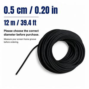 창문 스크린 스파인 롤 (단독), 12M/39.4Ft PVC 스크린 리테이너 스파인, 0.35Cm/0.4Cm/0.45Cm 직경 스크린 수리 코드 (창문 스크린, 도어 스크린 및 파티오 스크린 교체용)