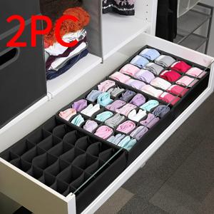 2개 세트 수납 상자, 양말 및 속옷 정리 칸막이, 24칸 패브릭 접이식 캐비닛 옷장 정리함 및 양말, 속옷, 넥타이, 장식품, 가을 장식, 축제 장식, 방 장식 보관용 수납 상자