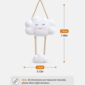미소 짓는 얼굴과 매달린 구름이 있는 구름 모양 걸이형 화분 1개 - 덩굴식물용 경량 ABS 수지 벽/천장 화분, 야외 장식, 발코니용 - 덩굴식물용 페인팅 구름 화분