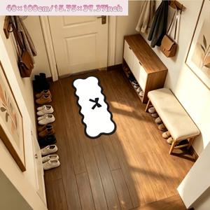 1개 850G/M² 인조 캐시미어 푹신한 창의적인 홈 데코 카펫, 간편한 블랙 앤 화이트 리본 2D 카펫, 장식 카펫, 침실 장식, 소형 카펫, 카펫, 홈 데코, 거실 카펫, 소형 거실 카펫, 침실 카펫