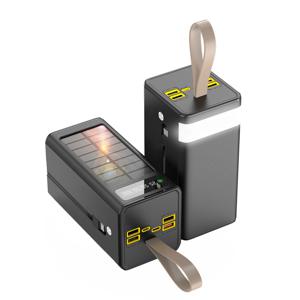 CCAGU 대용량 보조배터리 60000mAh 고속충전 태양광충전기 일체형 보조밧데리 멀티단자 차박 캠핑용 LED조명등